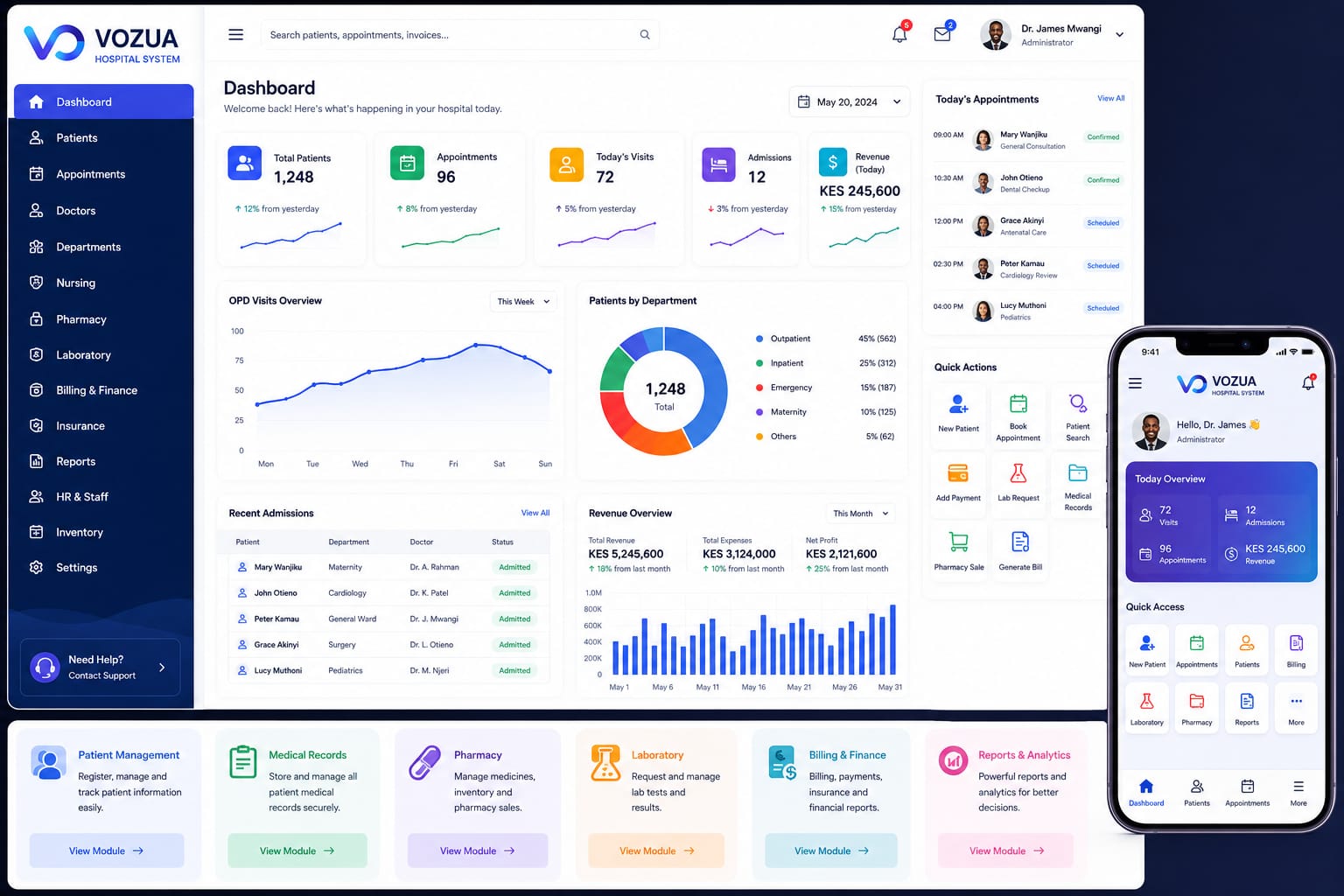 Vozua HealthCore — Hospital & Healthcare ERP